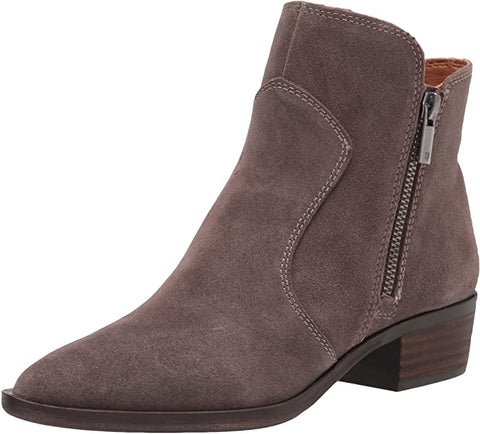 Lucky Brand Tayti Falcon Grey Suede Pointed Zipper Toe Western Ankle Boots