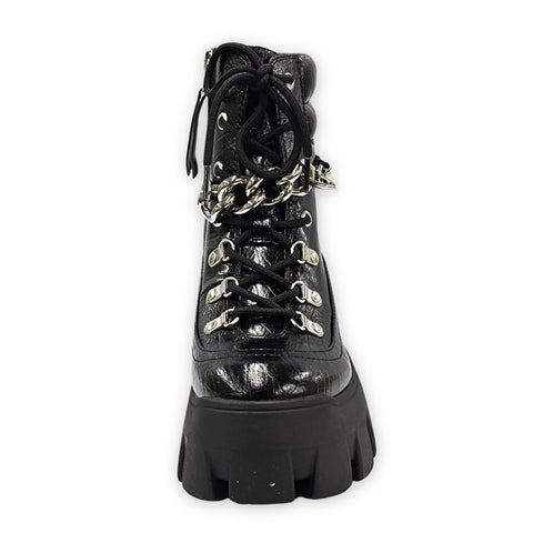 Circus NY Aidyn Black Chain Detail Lace Up Chunky Womens Ankle Boots