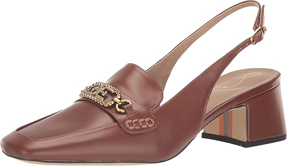 Sam Edelman Teana Rich Saddle Slingback Squared Toe Block Heeled Classic Pumps