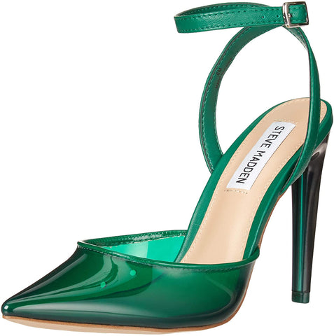 Steve Madden Alessi Green Pointed Toe Ankle Strap Cushioned Two-Piece Pumps