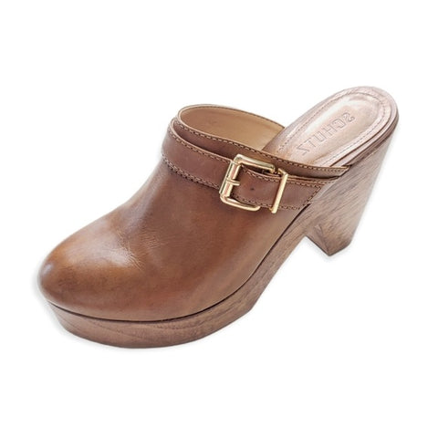 Schutz Nikyta Dark Brown Slip On Rounded Toe Cone-shaped High Heel Sandals
