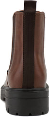 Soda Pilot Cognac Pull On Rounded Toe Chunky Block Heel Combat Ankle Boots