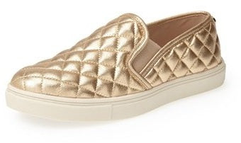 Steve Madden ECENTRCQ Round Toe Slip On Rounded Toe Vegan Leather Sneakers Gold