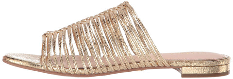 Cecelia New York Sienna Gold Slip On Open Toe Flat Womens Casual Sandals