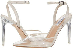 Steve Madden Alessi Clear Pointed Toe Ankle Strap Cushioned Two-Piece Pumps