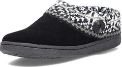 Clarks Amanda Fairisle Black Slip On Scuff Sweater Fur Collar Winter Slippers