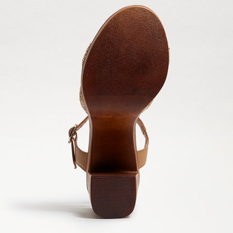 Sam Edelman Trista Tan Open Toe Buckle Strap Knot Detail Platforms Heel Sandals