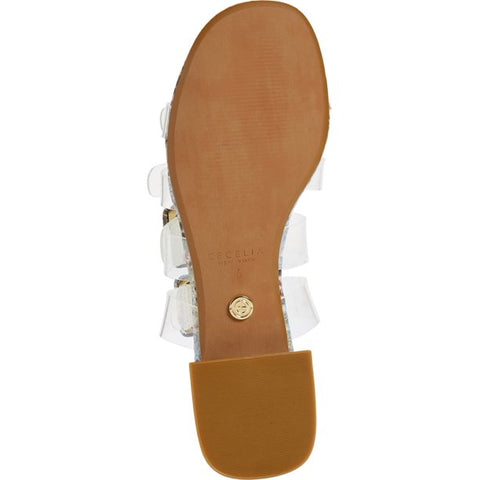 Cecelia New York Lincoln Silver Alabaster Slip On Open Toe Slide Sandals