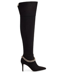 Jessica Simpson Ammira Chain Detail Over The Knee Stiletto Heel Boots Black