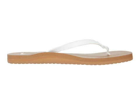 Sanuk Women Yoga Joy Thong Flip Flop Sandals WHITE/ TAN