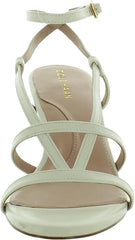 Cole Haan Amber Ivory Leather Ankle Strap Rounded Open Toe Block Heeled Sandals