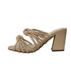 Cecelia New York Harper Nude Fashion Slip On Open Toie Knotted Heeled Sandals