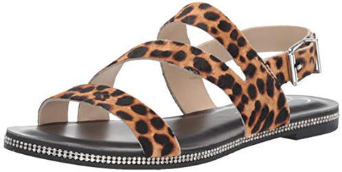 Jessica Simpson BRAELYN2 Natural Leopard Flats Open Toe Rhinestone Sandals