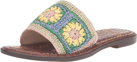 Sam Edelman Gracey Summer Multi Rounded Open Toe Woven Slip On Flats Sandals