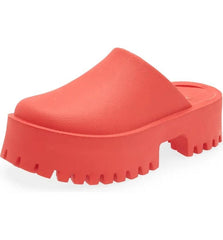 Jeffrey Campbell Clogge Red Fashion Slip On Chunky Platform Mule Clog Sandals