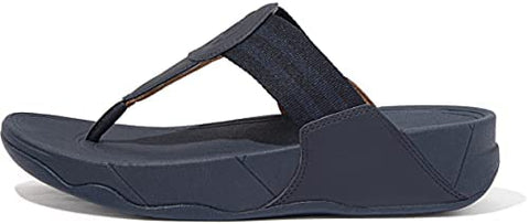 FitFlop Walkstar Midnight Navy Slip On Open Toe Stretchy Flat Slides Sandals