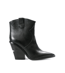 Cecelia New York KIMBAL Boots Black Leather Pointed Western Cowboy Ankle Booties