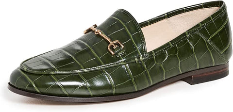 Sam Edelman Loraine Deep Emerald Almond Toe Slip On Stacked Heel Fashion Loafers