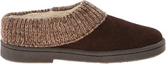 Clarks Angelina Dark Brown Knitted Collar Clog Rounded Closed Toe Slipper-Wide