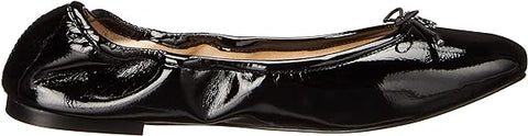 Sam Edelman Felicia Black Plush Patent Slip On Rounded Toe Flexible Ballet Flats
