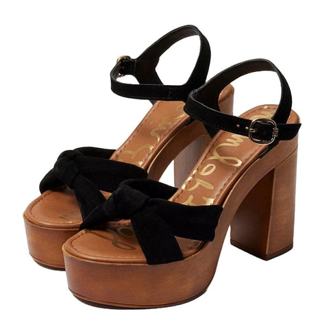 Sam Edelman Trista Black Open Toe Buckle Strap Block Heel Platform Sandals