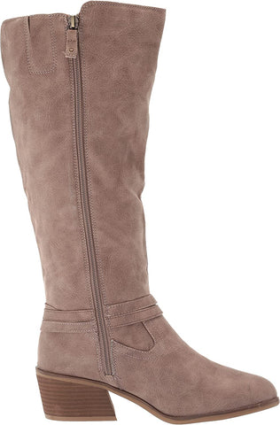 Dr. Scholl's Liberate Taupe Beige Almond Toe Stacked Block Heel Knee High Boots