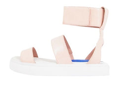 Jeffrey Campbell Beta Pink Patent White Flatform Platform Wedge Heeled Sandals