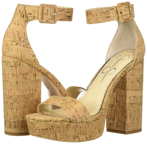 Jessica Simpson Caiya Natural Heeled Open Toe Cork Platform Sandals