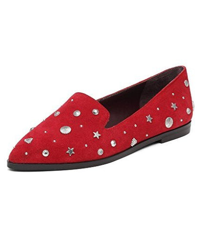 BCBG Generation Nikkola Red Suede Pointed Toe Flats Suede Slip On Dress Shoes