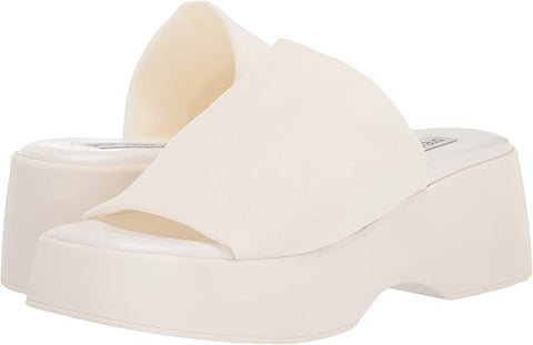 Steve Madden Slinky30 White Fashion Slip On Retro Platform Slide Wedge Sandals 10