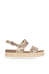 Kaz Espadrilles Rubber Trim Sole Ankle Buckle Open Toe Wedge Sandals (7, Python)