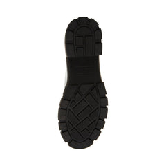 Steve Madden Howler White/Black Block Heel Pull On Platform Leather Ankle Boots