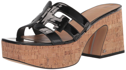 Sam Edelman Dev Black Fashion Slip On Platform Block Heel Open Toe Wedge Sandals