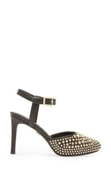 Cecelia New York Birdie Black Ankle Strap Dress Gold Detailed Womens Pumps Shoes