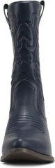 Soda Reno Navy Western Cowboy Pointed Toe Knee High Pull On Tabs Western Boots