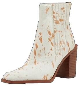 Sam Edelman Emalia Natural/Ivory Block Heel Pointed Toe Pull On Ankle Boots