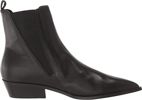Nine West Danzy Black Stacked Block Heel Pointed Toe Pull On Fashion Ankle Boots
