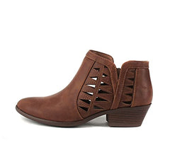 Soda Chance Closed Toe Multi Strap Ankle Block Heel Open Side Fashion Bootie Cognac Pu Chance (11, Cognac Pu Chance)