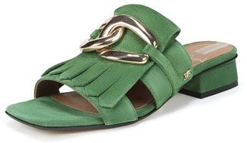 Sam Edelman Masha Thyme Green Squared Open Toe Slip On Block Heel Slides Sandals