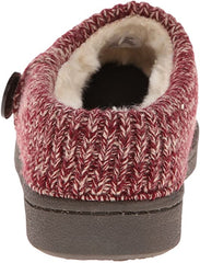 Clarks Burgundy Fur Knitted Collar Winter Rounded Toe Clog Slippers