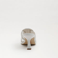 Sam Edelman Karsten White Leather Squared Toe Kitten Heel Strappy Fashion Mules