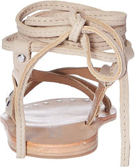 Charles David Steeler Nude Flat Open Toe Tie Up Thin Strappy Gladiator Sandals