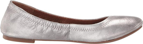 Lucky Brand Emmie Pewter Classic Ballet Leather Flat Slip On Rounded Toe Shoes