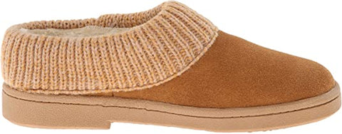 Clarks Cinnamon Knitted Collar Winter Clog Rounded Toe Slipper-Wide