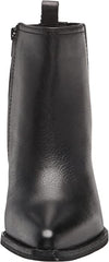 Zodiac Robyn Black Leather Block Heel Pointed Toe Side Zipper Ankle Boots