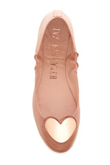 Ivy Kirzhner Candy Peony Nude Soft Calf Leather Heart Embellished Ballet Flats