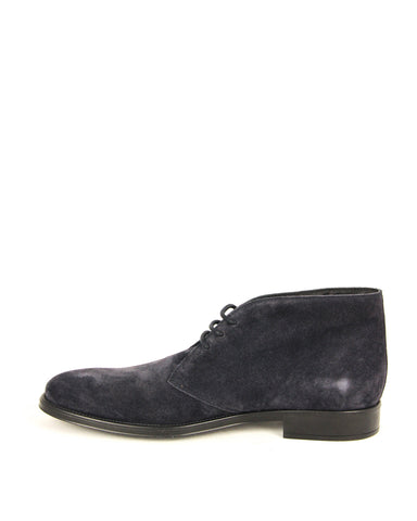 Tod's Men's Polacco Blue Denim Scuro Suede Lace Up Leather Lining Ankle Boots