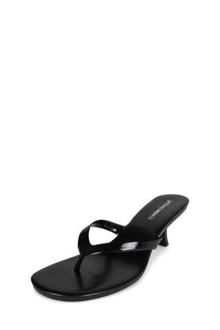 Jeffrey Campbell Thong-3 Black Combo Rounded Open Toe Slip On Heeled Sandal