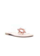 Cape Robbin Frozen Rinestone Mules Slides Sandals Nude Slip ON Flat Clear Mule (8.5, Nude)