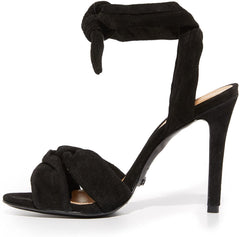 Schutz Monia Black Ankle Strap High Heeled Single Sole Sandals Tie Up Dress Pump